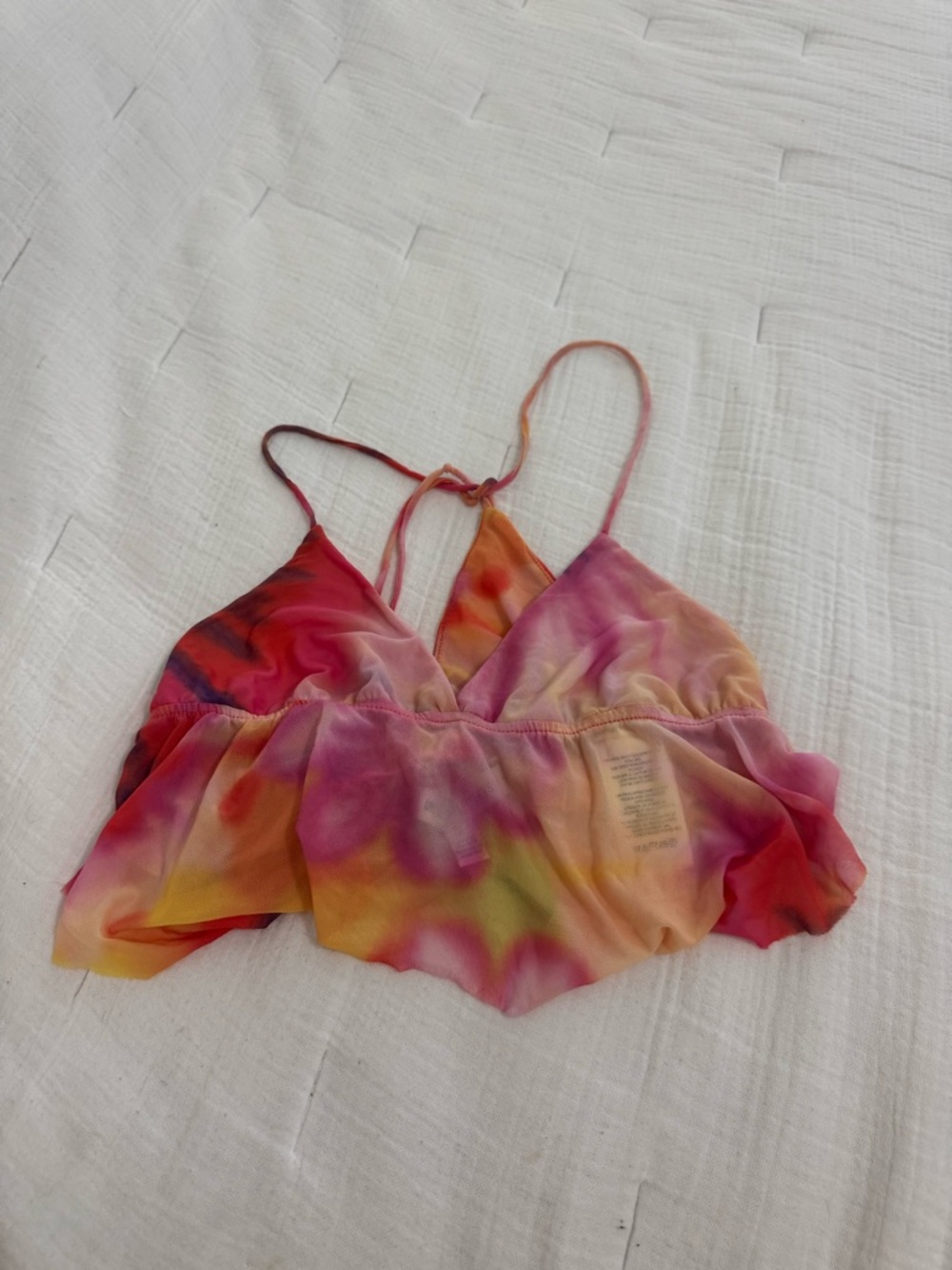 Urban Outfitters Multicolor Tie-Dye Crop Top (Pink, Yellow, Orange, Red)